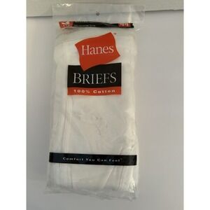 NOS 2000 Hanes Men's Briefs Size 44 Style 2249 100% Cotton Pack of 3 Made In USA